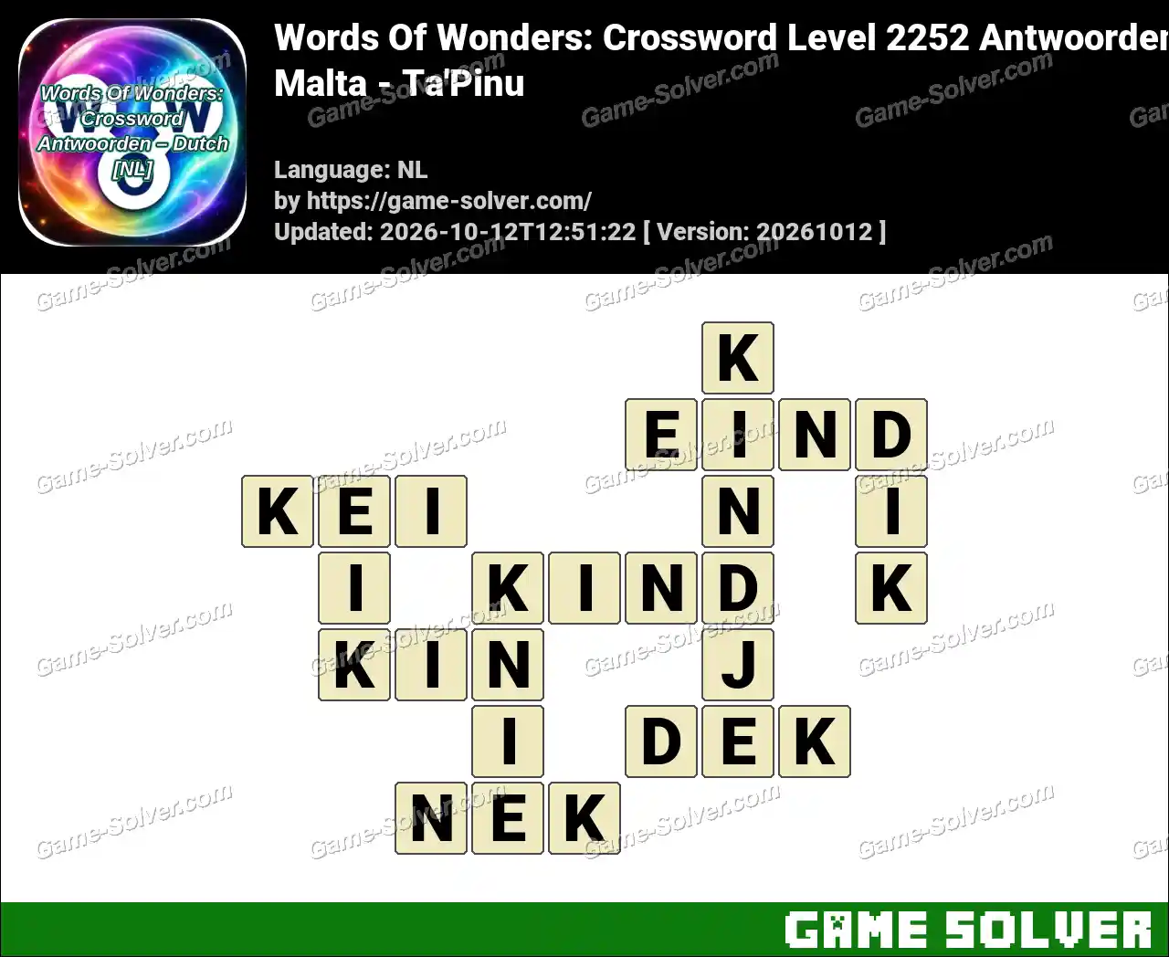 Words Of Wonders: Crossword Level 2252 Antwoorden – Malta – Ta’Pinu